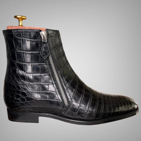 New Hermes Black Jerry Crocodile Skin Ankle Boots EU Size 41 Shoes - Picture 1 of 16